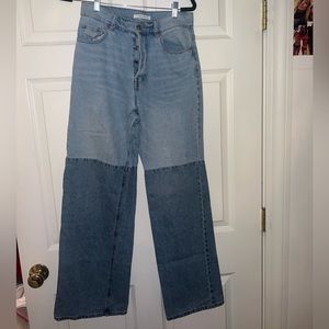 PACSUN blue patchwork baggy jeans